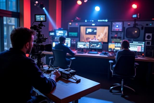 Live-Streaming Setup mit Kameras und Beleuchtung